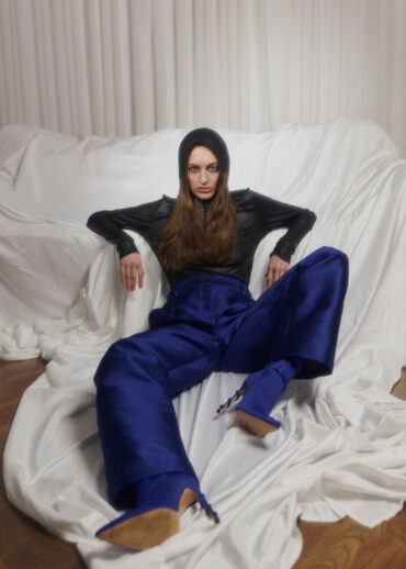 Blue Silk Trousers